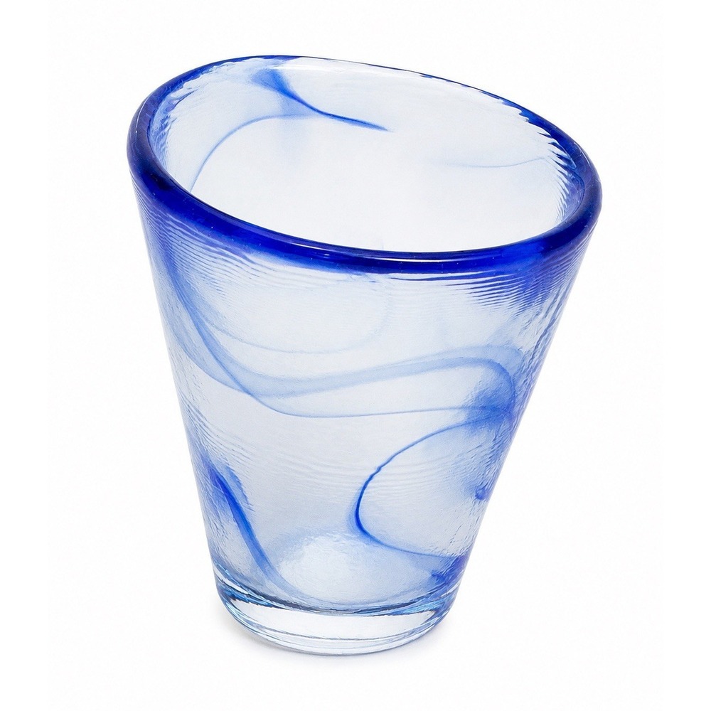 Kosta Boda Ulrica‎ Hydman-Vallien UVH Blue Art Glass Vase Asymmetrical Sweden